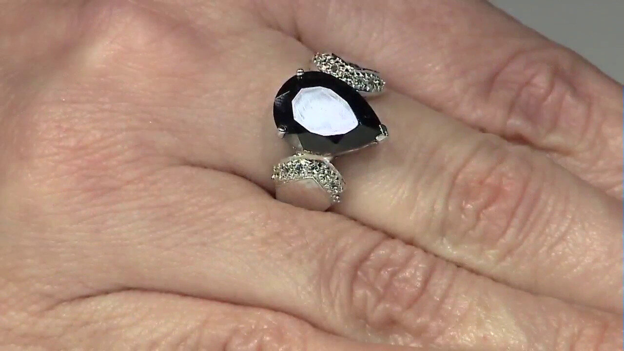 Video Black Spinel Silver Ring