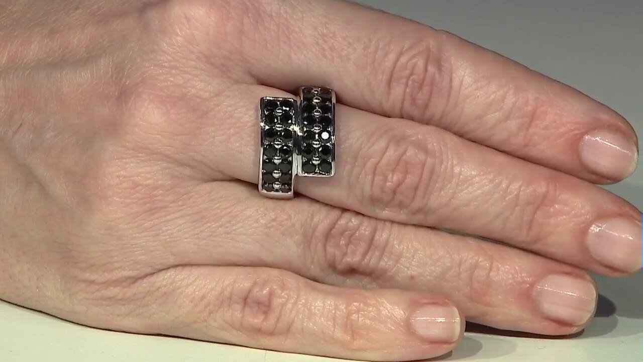 Video Black Spinel Silver Ring