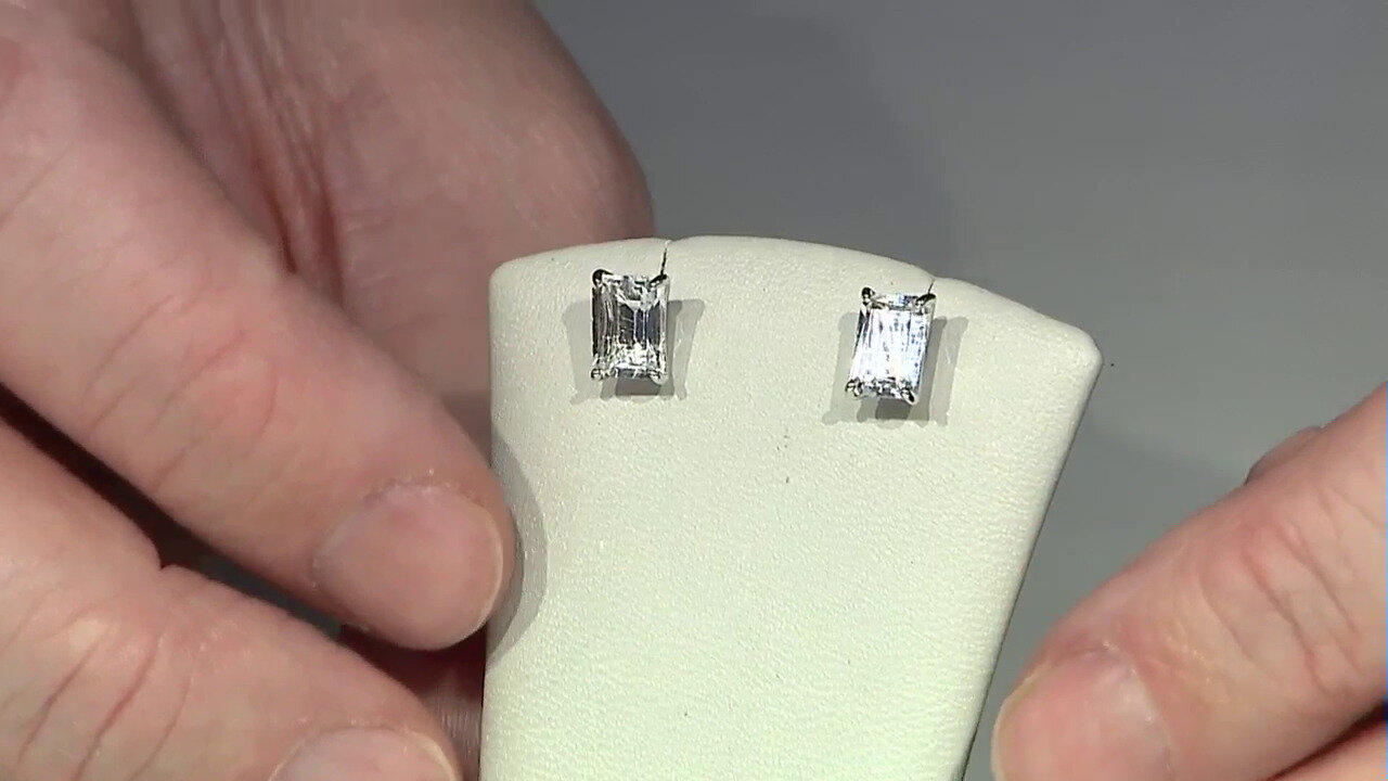 Video White Topaz Silver Earrings