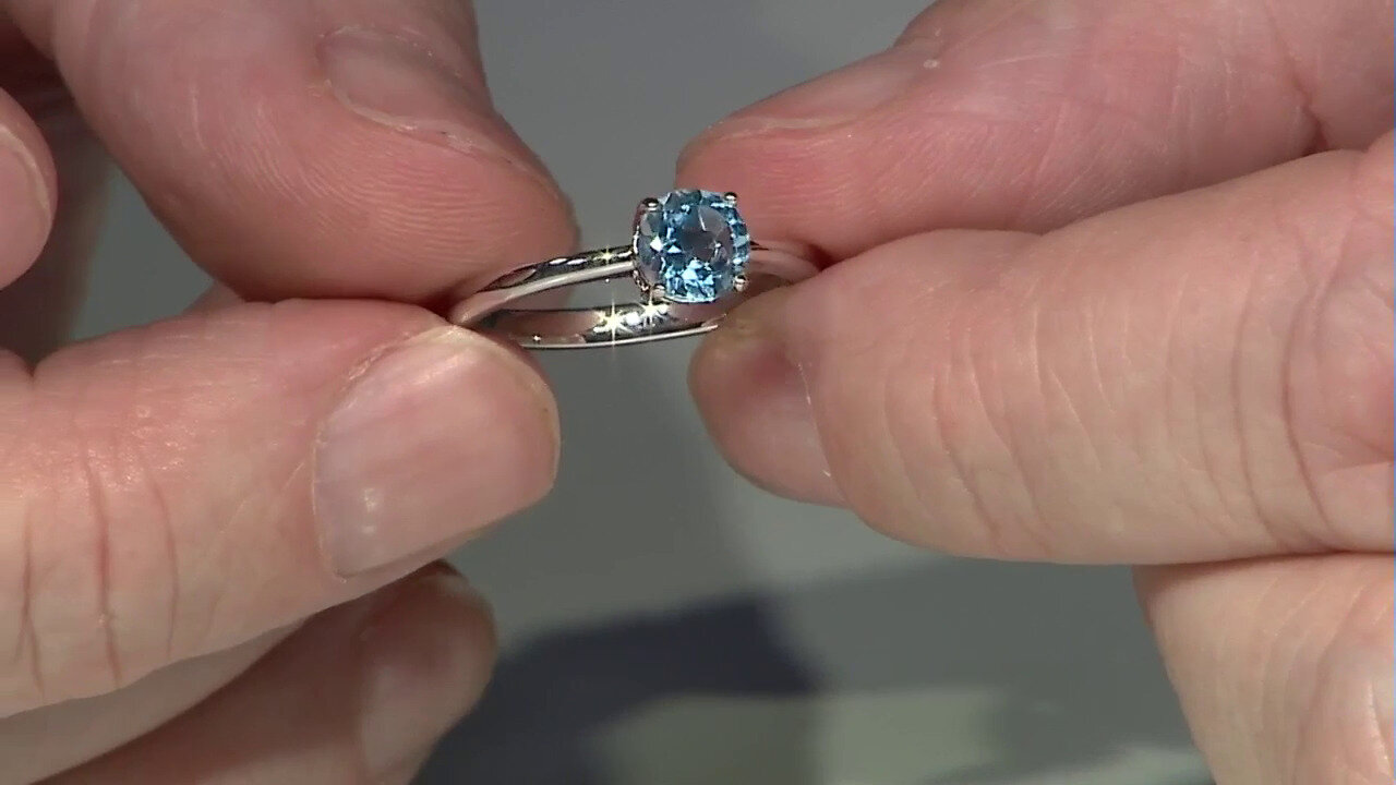 Video Swiss Blue Topaz Silver Ring