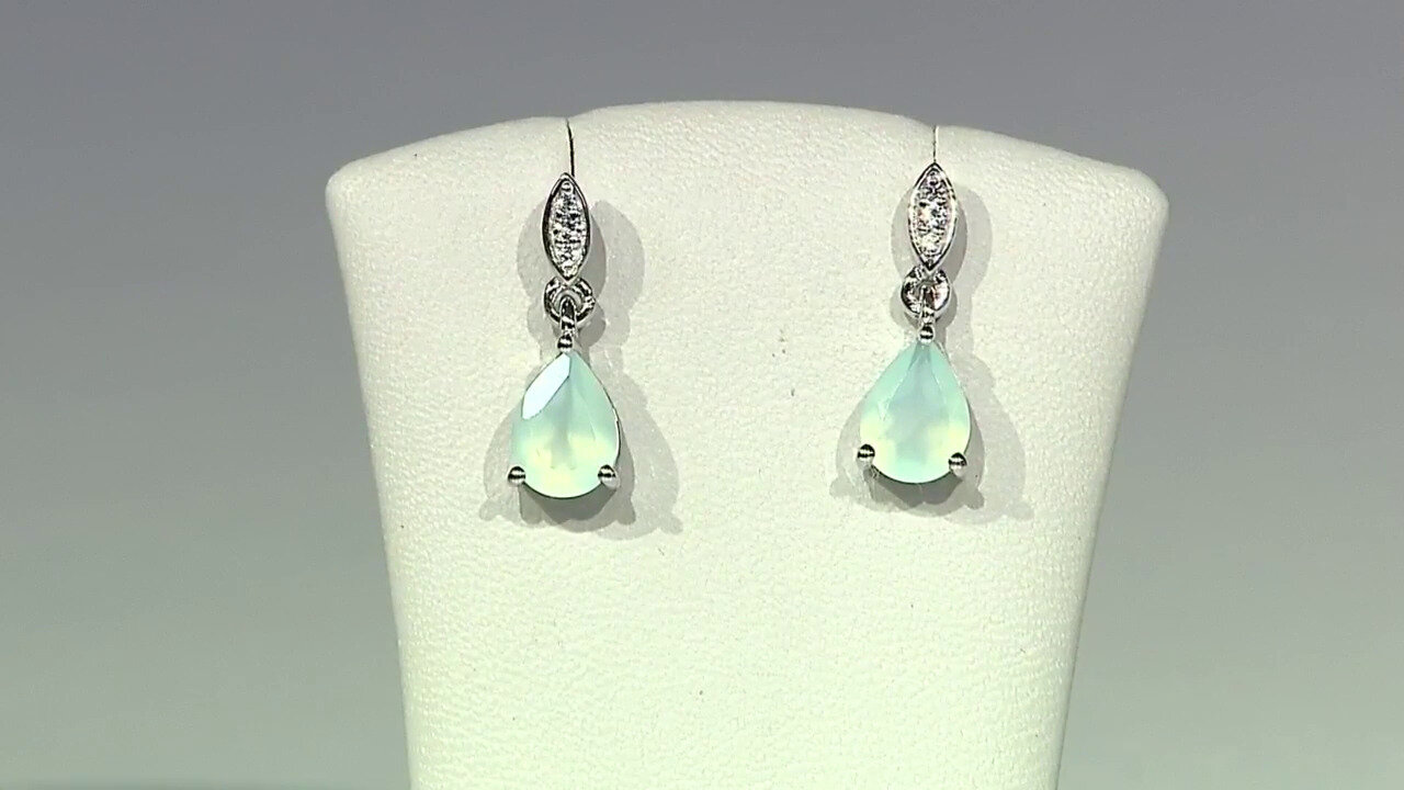 Video Boucles d'oreilles en argent et Calcédoine d'eau