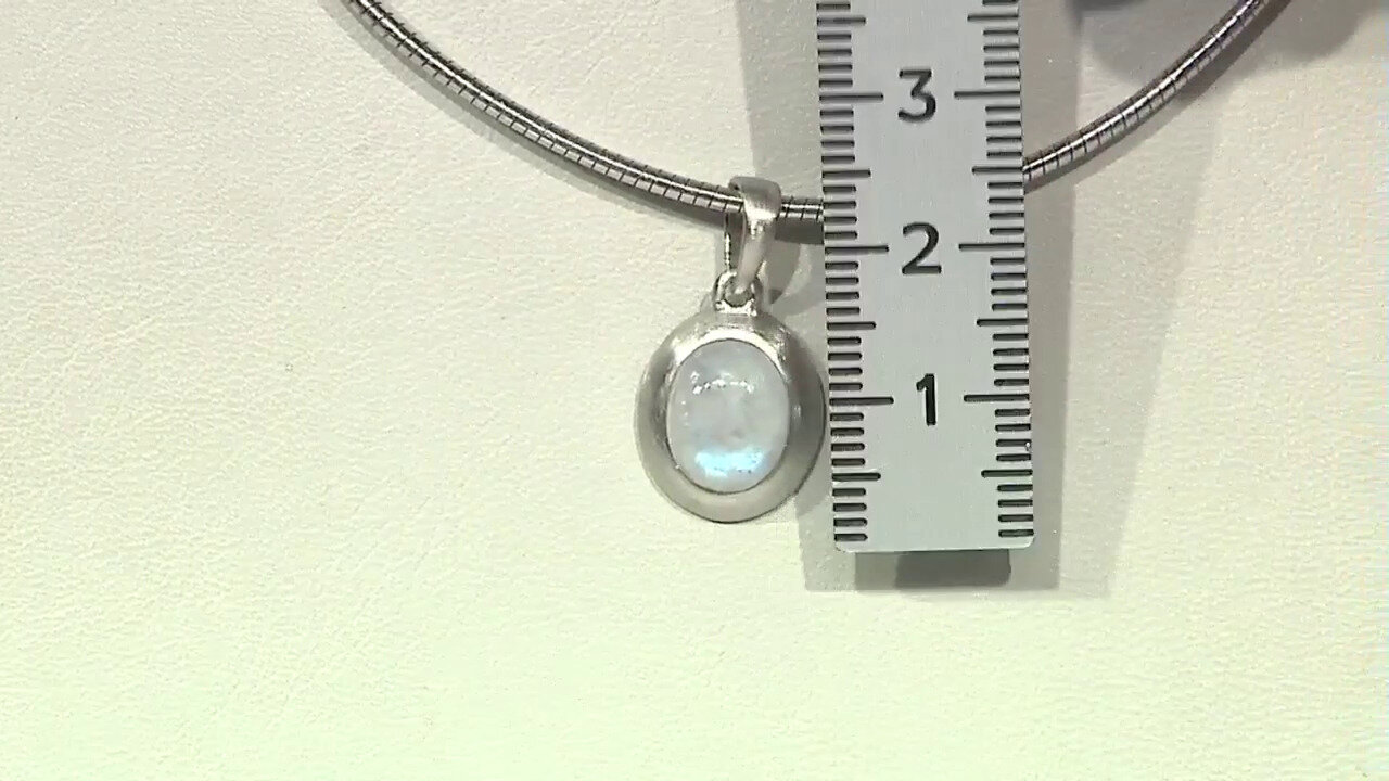 Video Rainbow Moonstone Silver Pendant (MONOSONO COLLECTION)