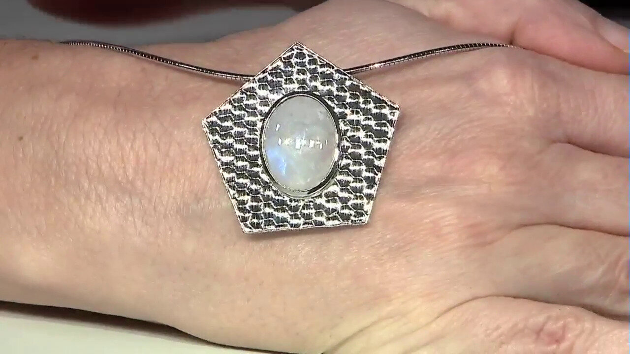 Video Rainbow Moonstone Silver Pendant (MONOSONO COLLECTION)