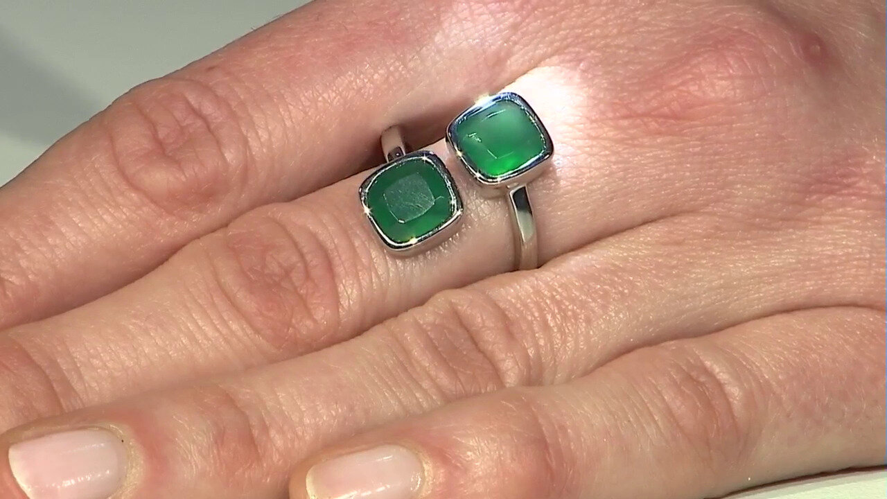 Video Green Onyx Silver Ring