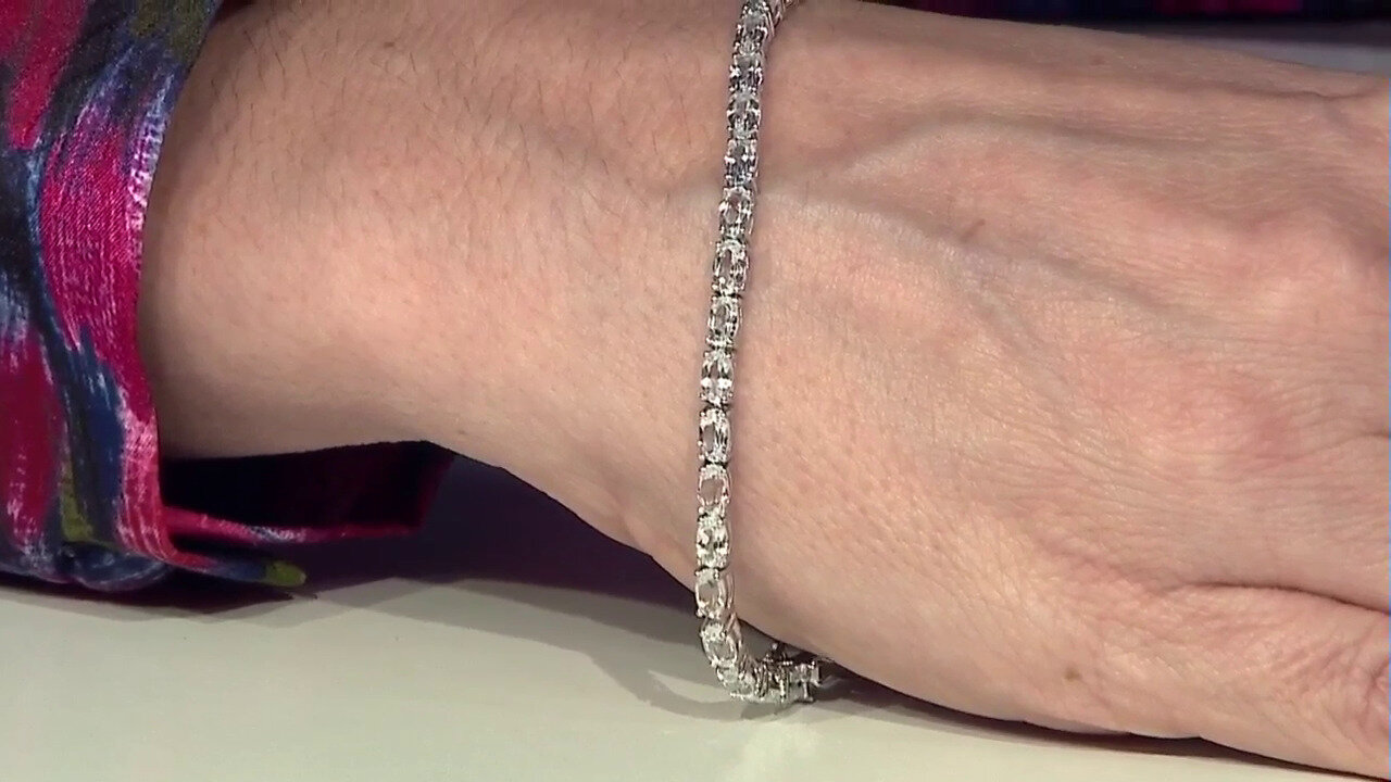 Video Zilveren armband met witte topaasstenen