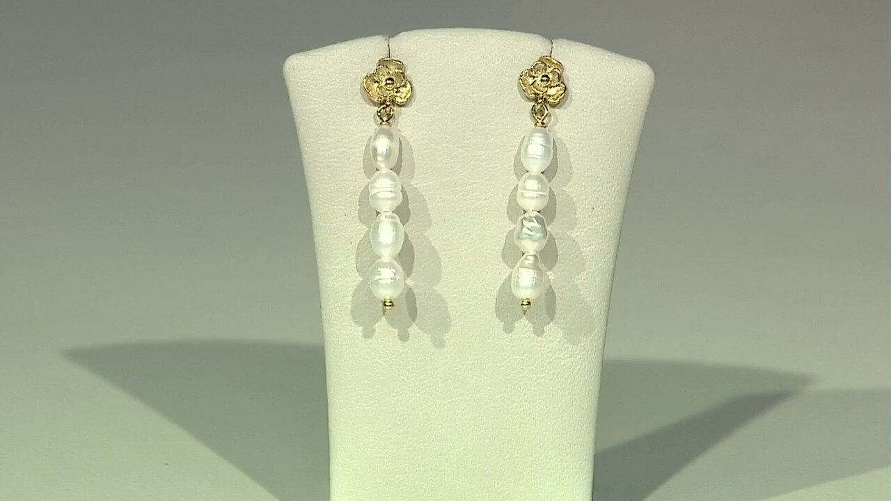 Video Boucles d'oreilles en argent et Perle blanche de culture d'eau douce (Joias do Paraíso)