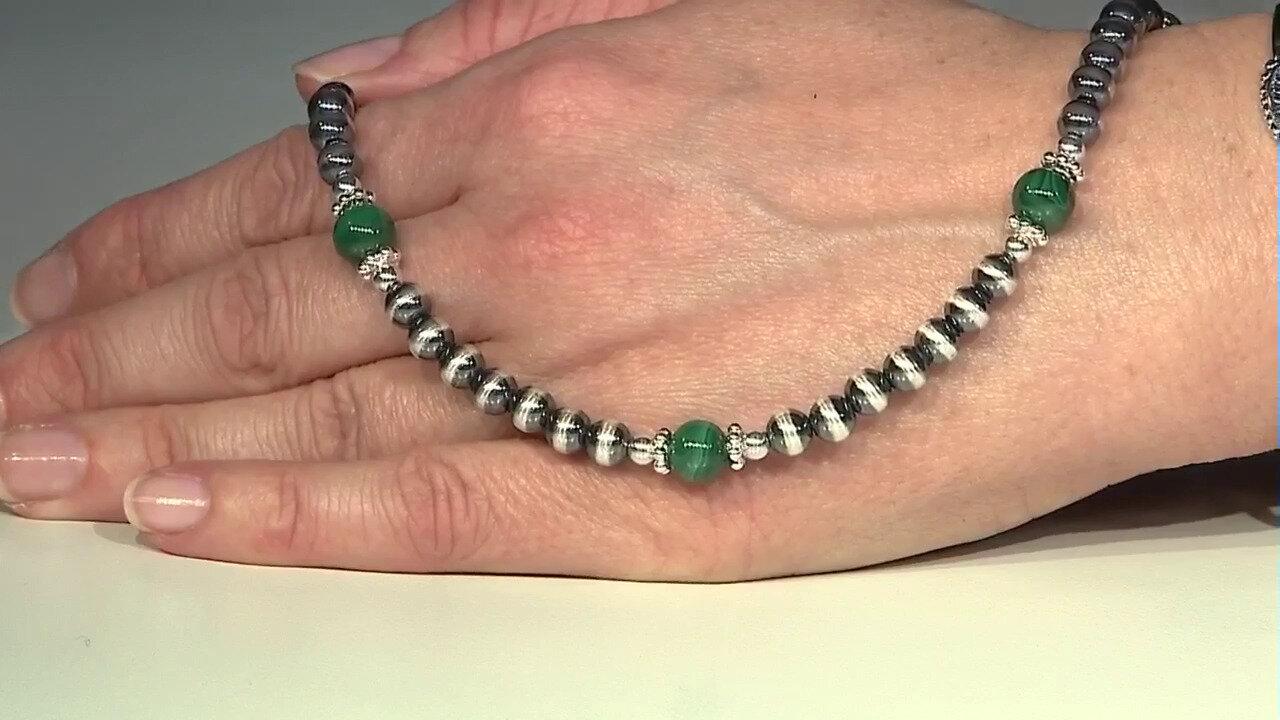 Video Malachite Silver Necklace (Desert Chic)