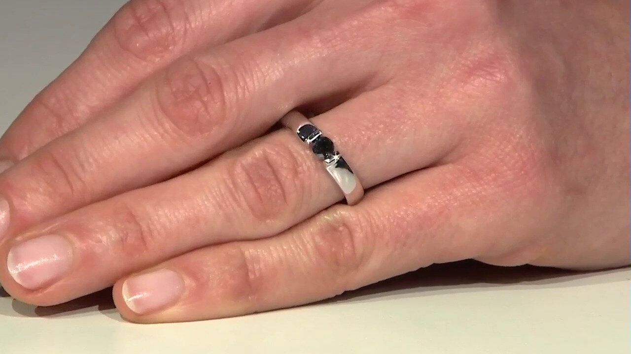 Video Black Diamond Silver Ring