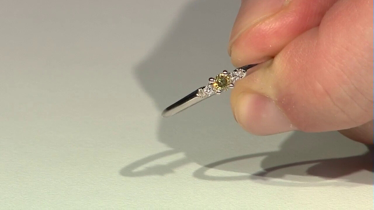 Video Zilveren ring met een SI1 Groene diamant