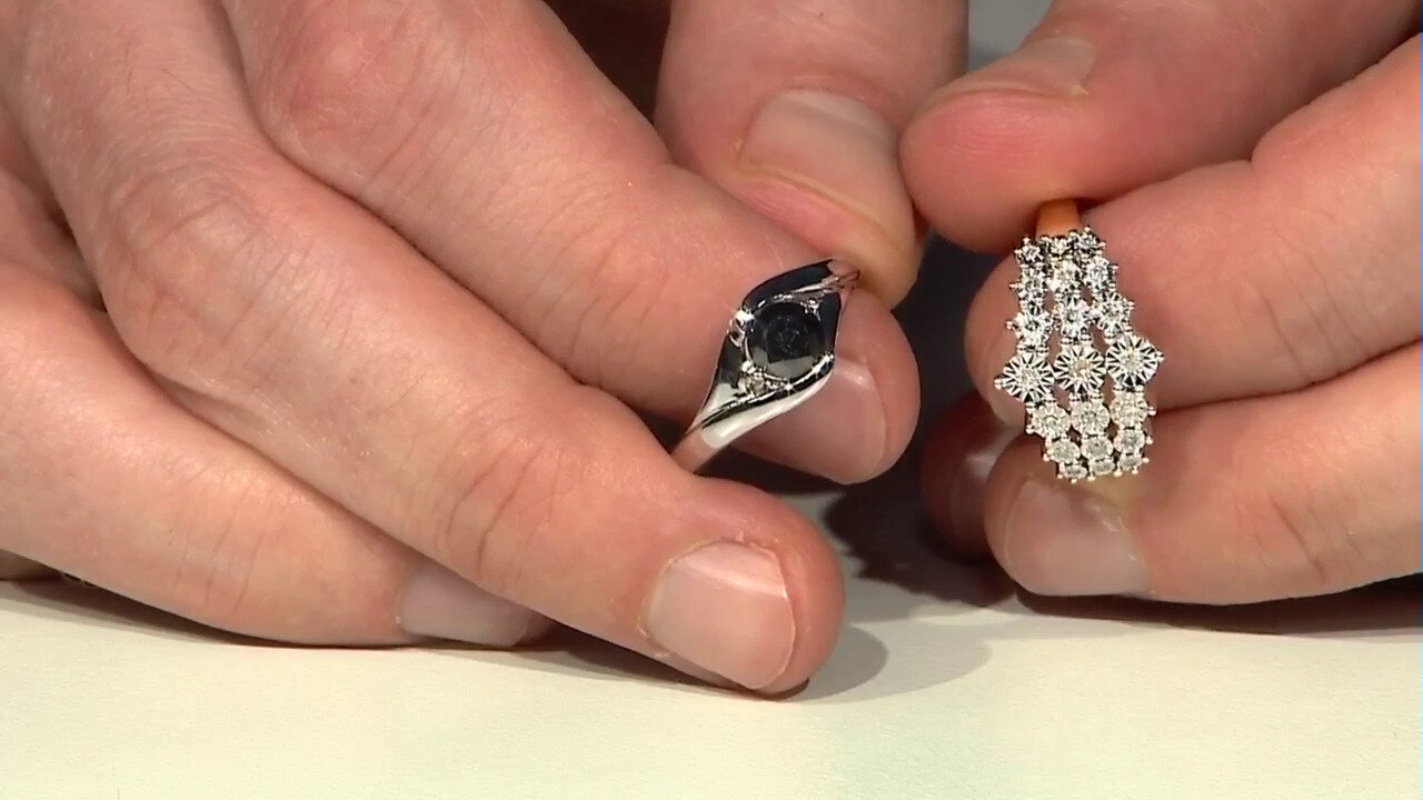 Video Zilveren ring met een zwarte diamant