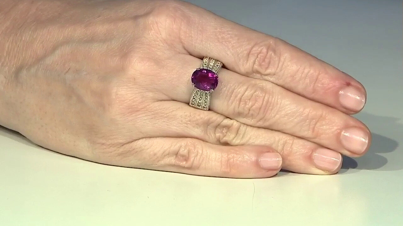 Video Anillo en plata con Fluorita rosa