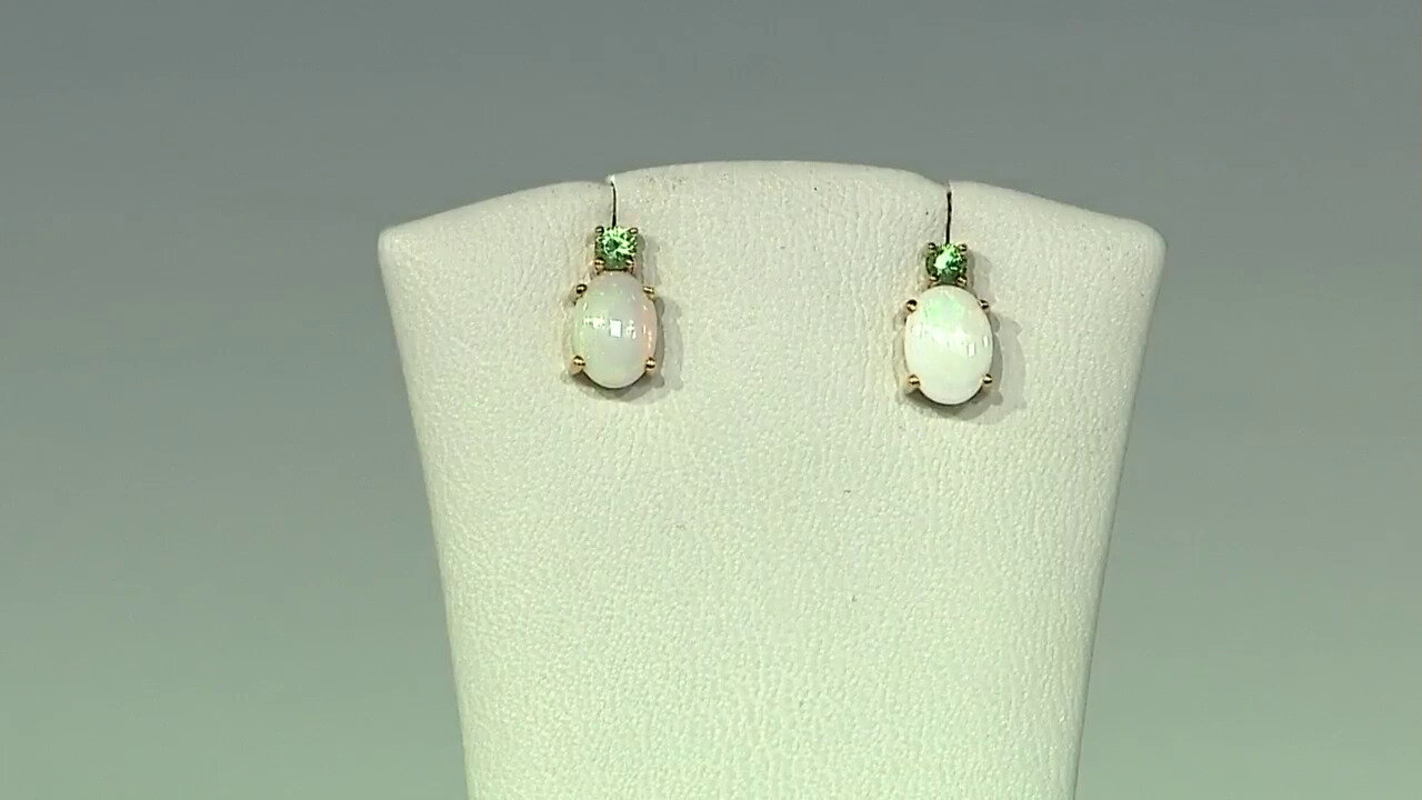 Video White Opal Silver Earrings