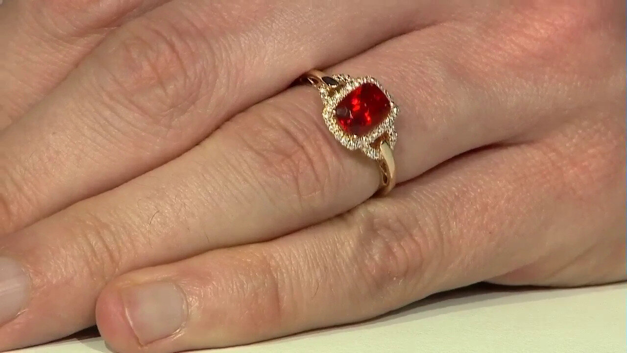 Video 14K Mexican Fire Opal Gold Ring (CIRARI)