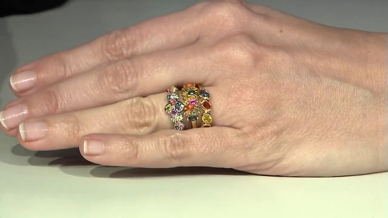 Video Zilveren ring met een gele saffier