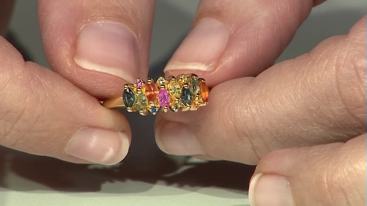 Video Zilveren ring met gele saffieren