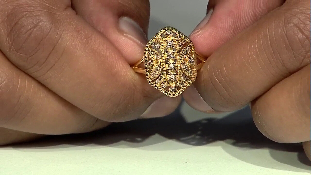 Video Champagne Zircon Silver Ring