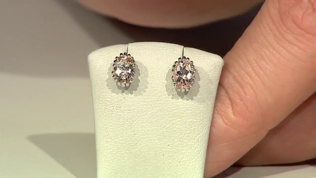 Video Morganite Silver Earrings