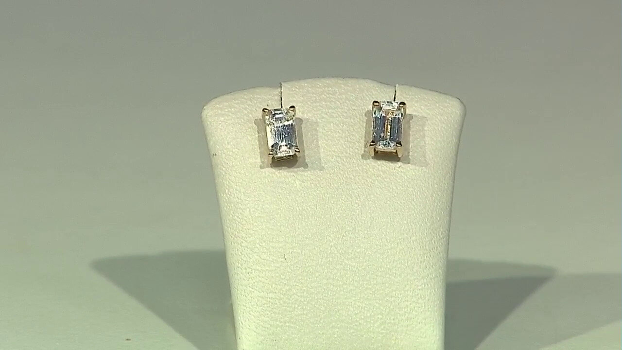 Video 9K White Sapphire Gold Earrings (Adela Gold)