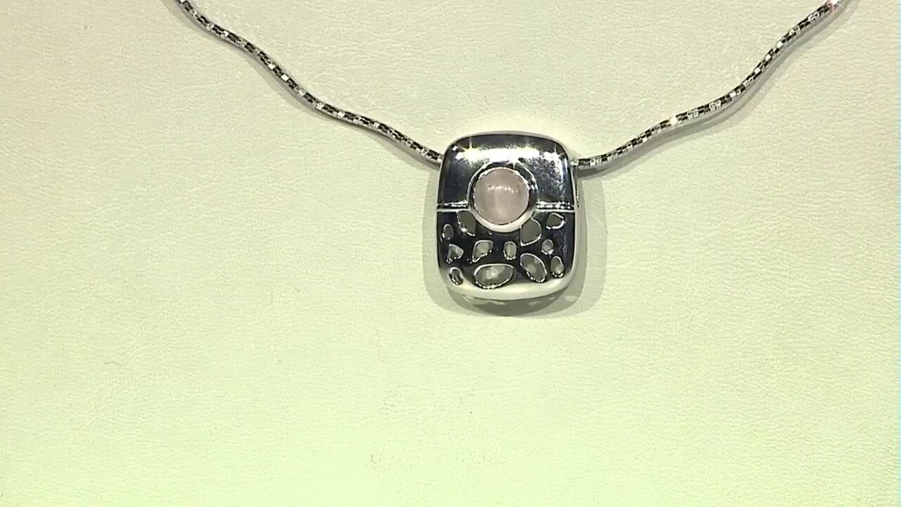 Video Rose Quartz Silver Pendant (MONOSONO COLLECTION)