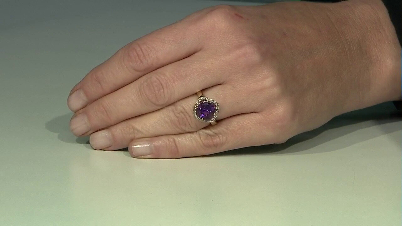 Video 9K Uruguayan Amethyst Gold Ring