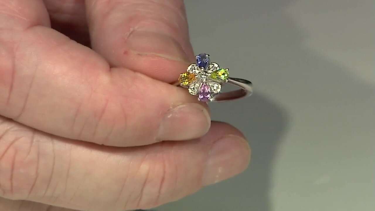 Video Anello in argento con Gemme miste