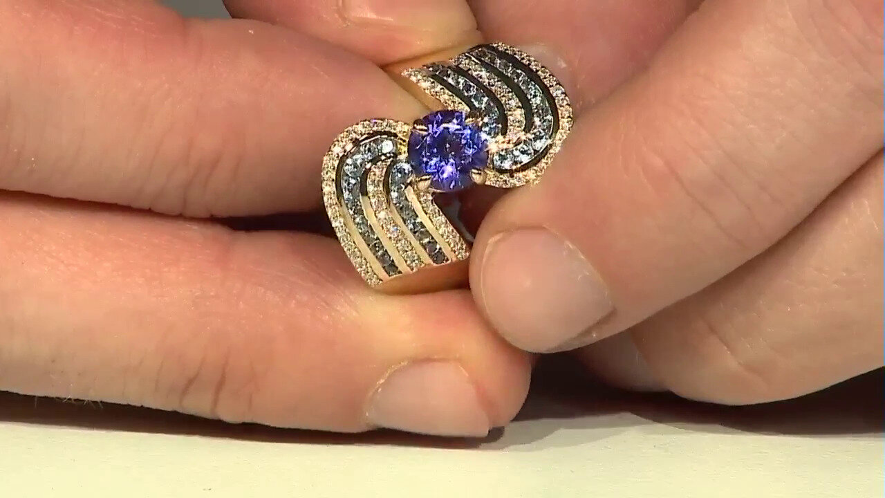 Video 14K AAA Tanzanite Gold Ring (de Melo)