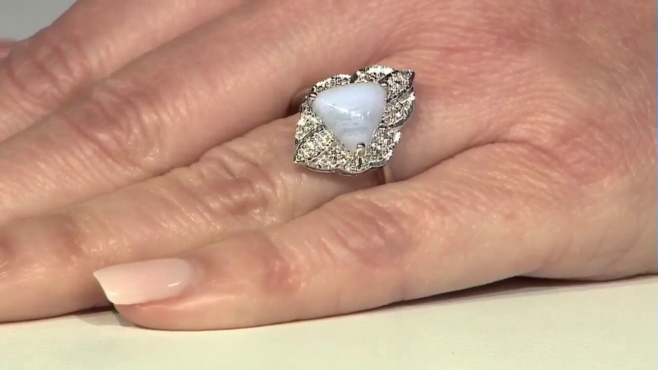Video Anello in argento con Agata Lace Blu