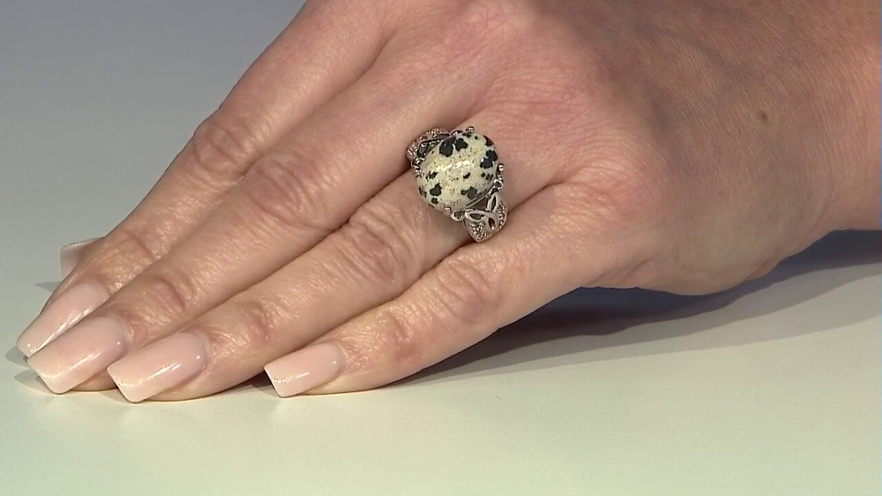 Video Dalmatian Jasper Silver Ring