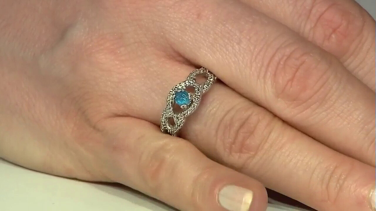 Video Bague en argent et Apatite bleu néon