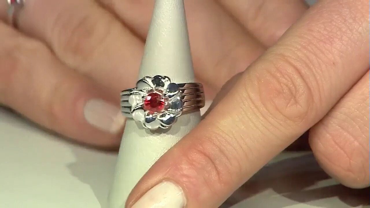 Video Sunset Ruby Silver Ring