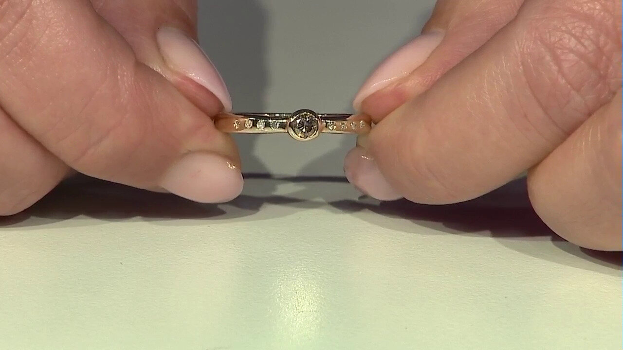 Video 9K SI2 Champagne Diamond Gold Ring