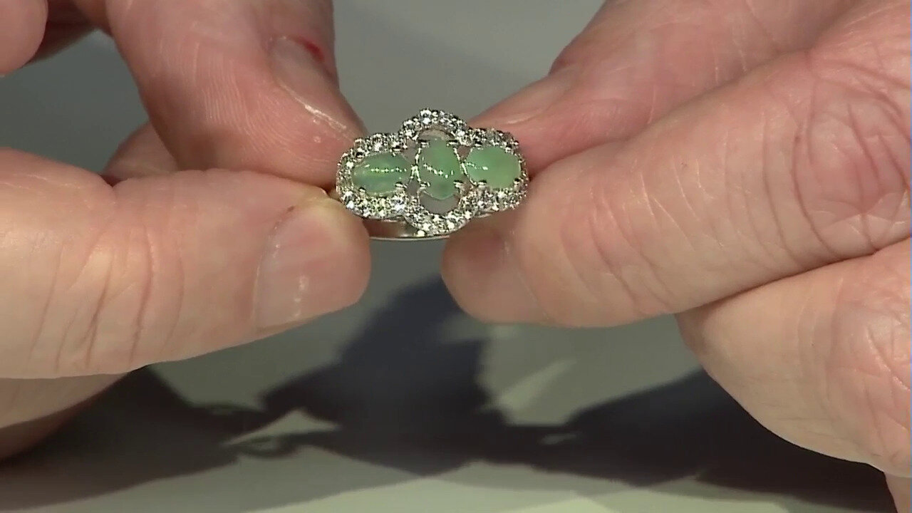 Video Zilveren ring met keizerlijke chrysopraasstenen