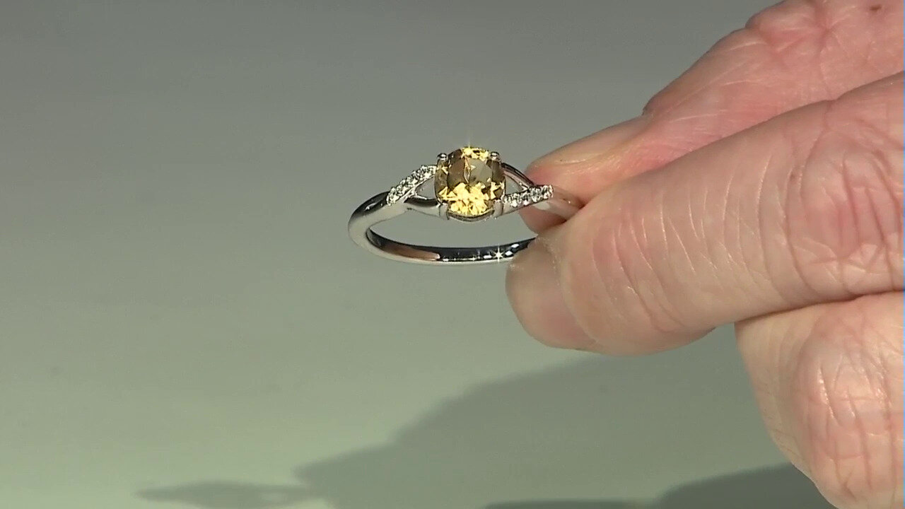 Video Champagne Quartz Silver Ring