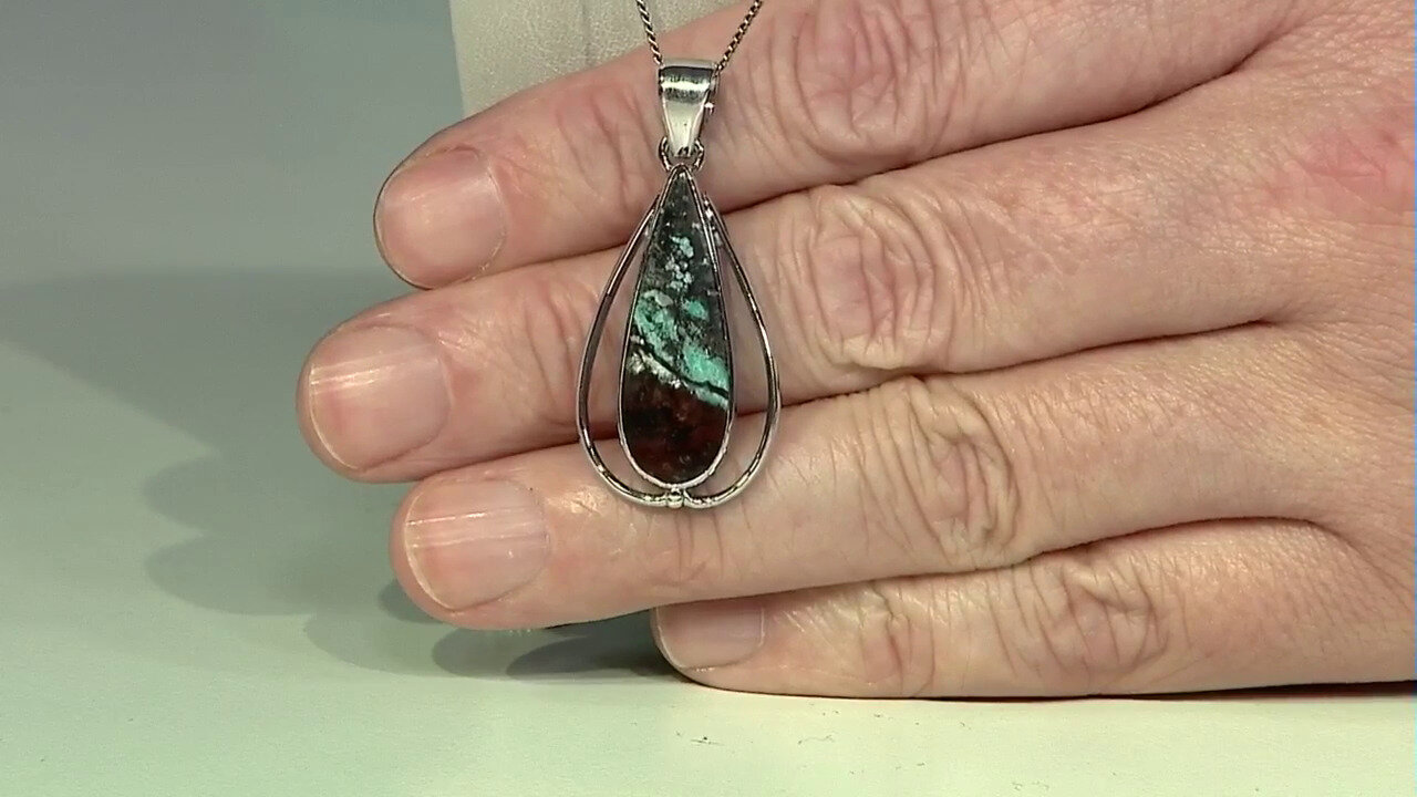 Video Opalized Wood Silver Pendant (Bali Barong)