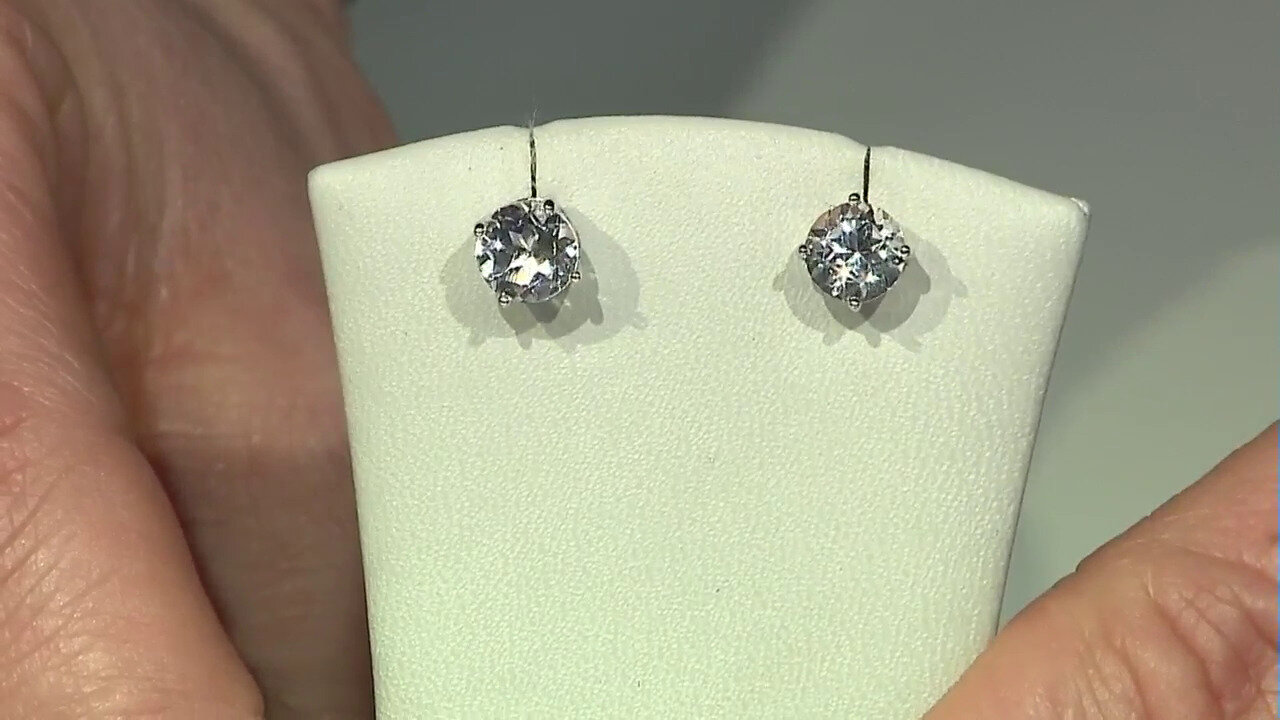 Video White Topaz Silver Earrings