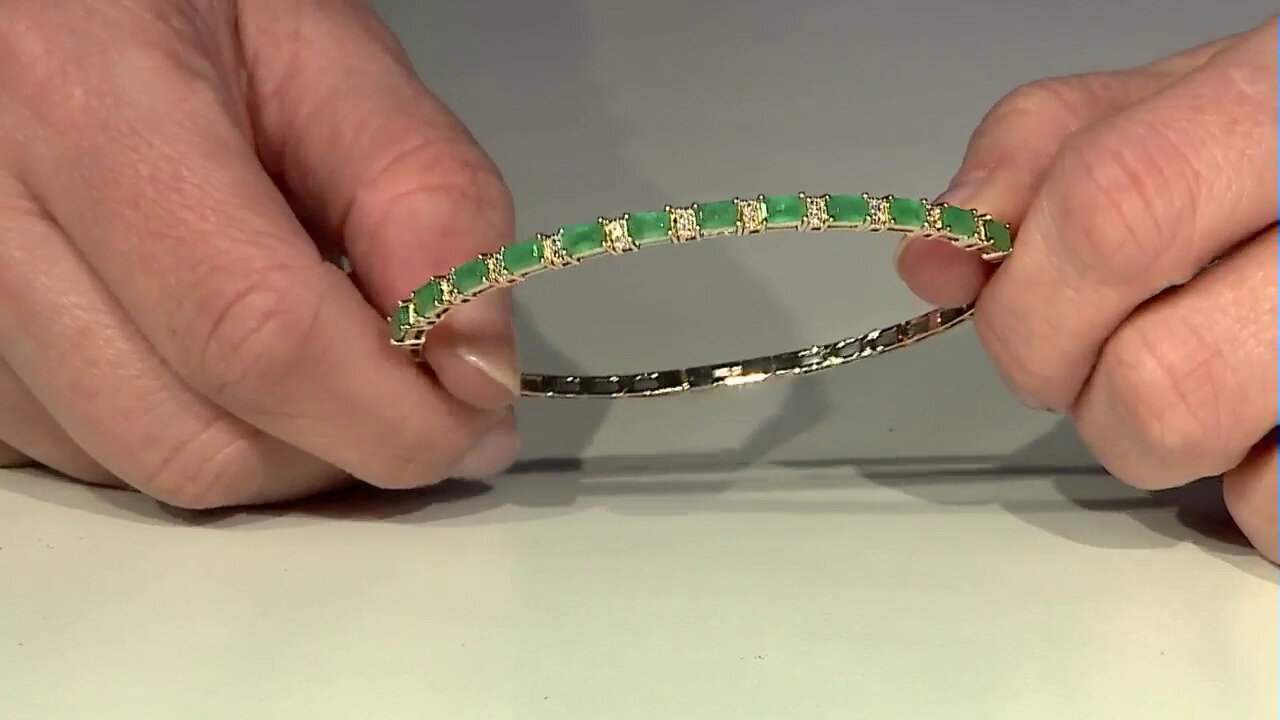 Video 14K AAA Zambian Emerald Gold Bangle (CIRARI)