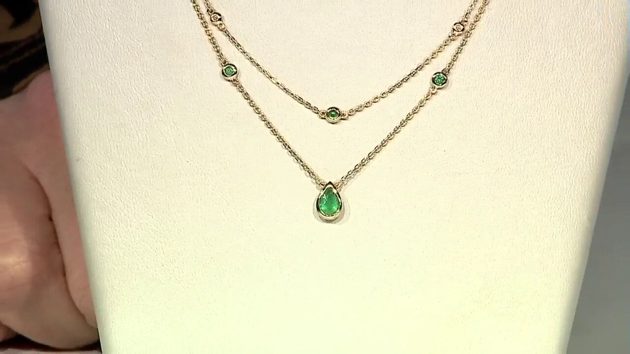 Video 14K AAA Zambian Emerald Gold Necklace (CIRARI)