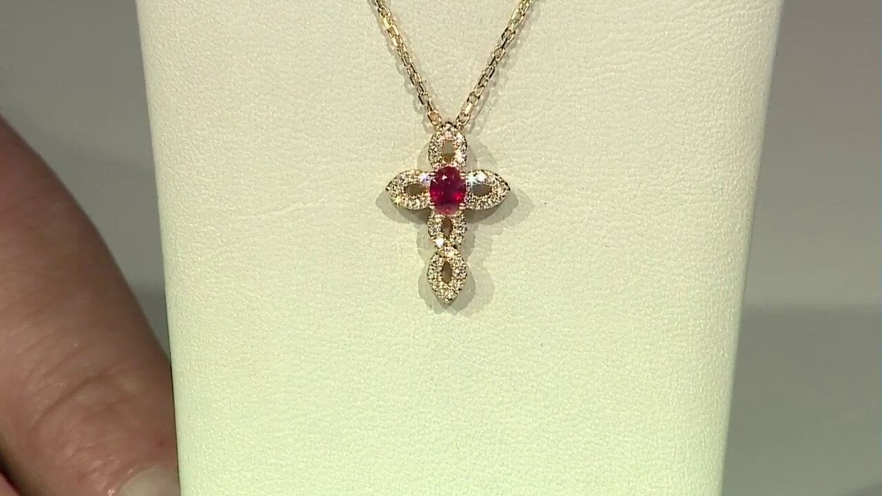 Video 14K AAA Mozambique Ruby Gold Necklace (CIRARI)