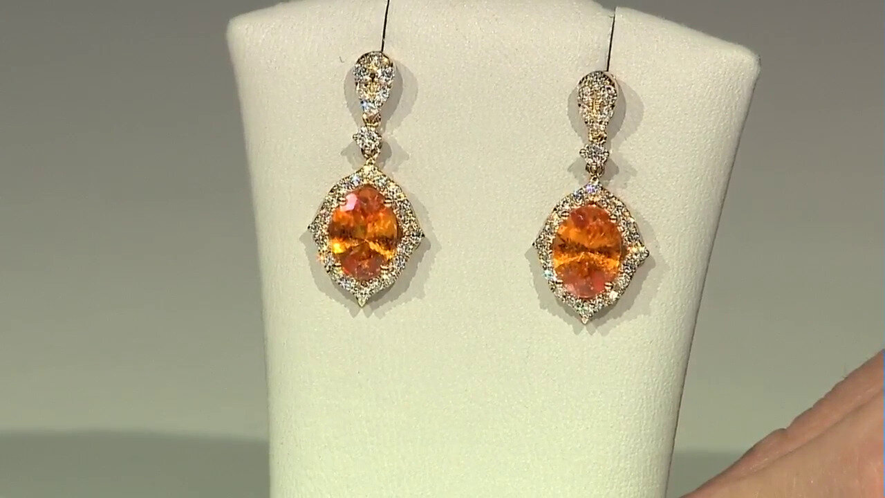 Video 14K Mandarin Garnet Gold Earrings (CIRARI)