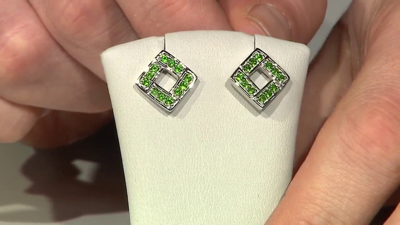 Video Russian Diopside Silver Earrings