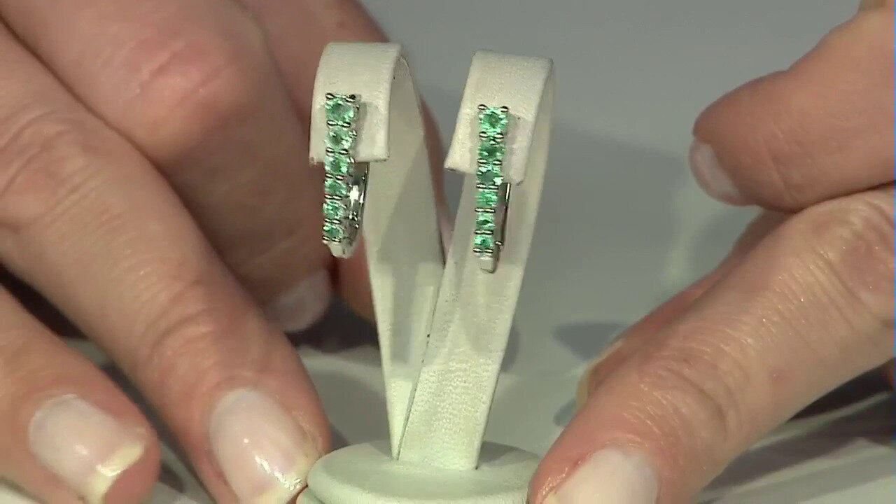 Video Russian Emerald Silver Earrings