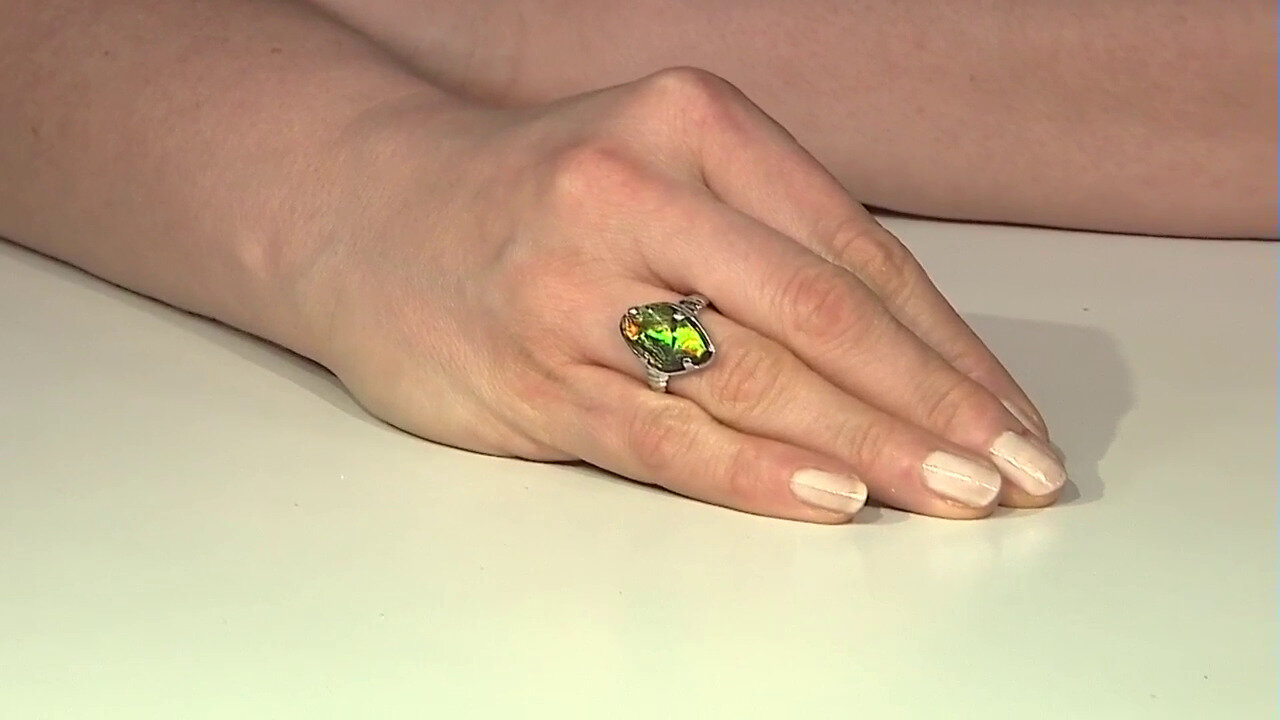 Video Ammolite Silver Ring