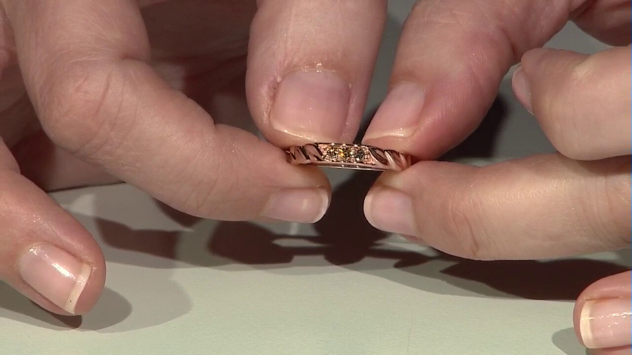 Video 9K SI1 Argyle Rose De France Diamond Gold Ring (Annette)