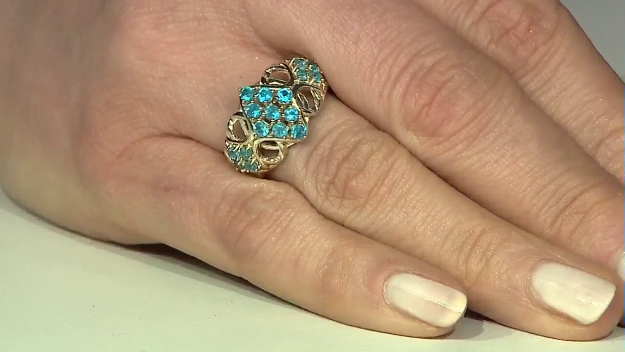 Video Anillo en oro con Apatita azul neón de Goias (Rifkind 1894 Collection)