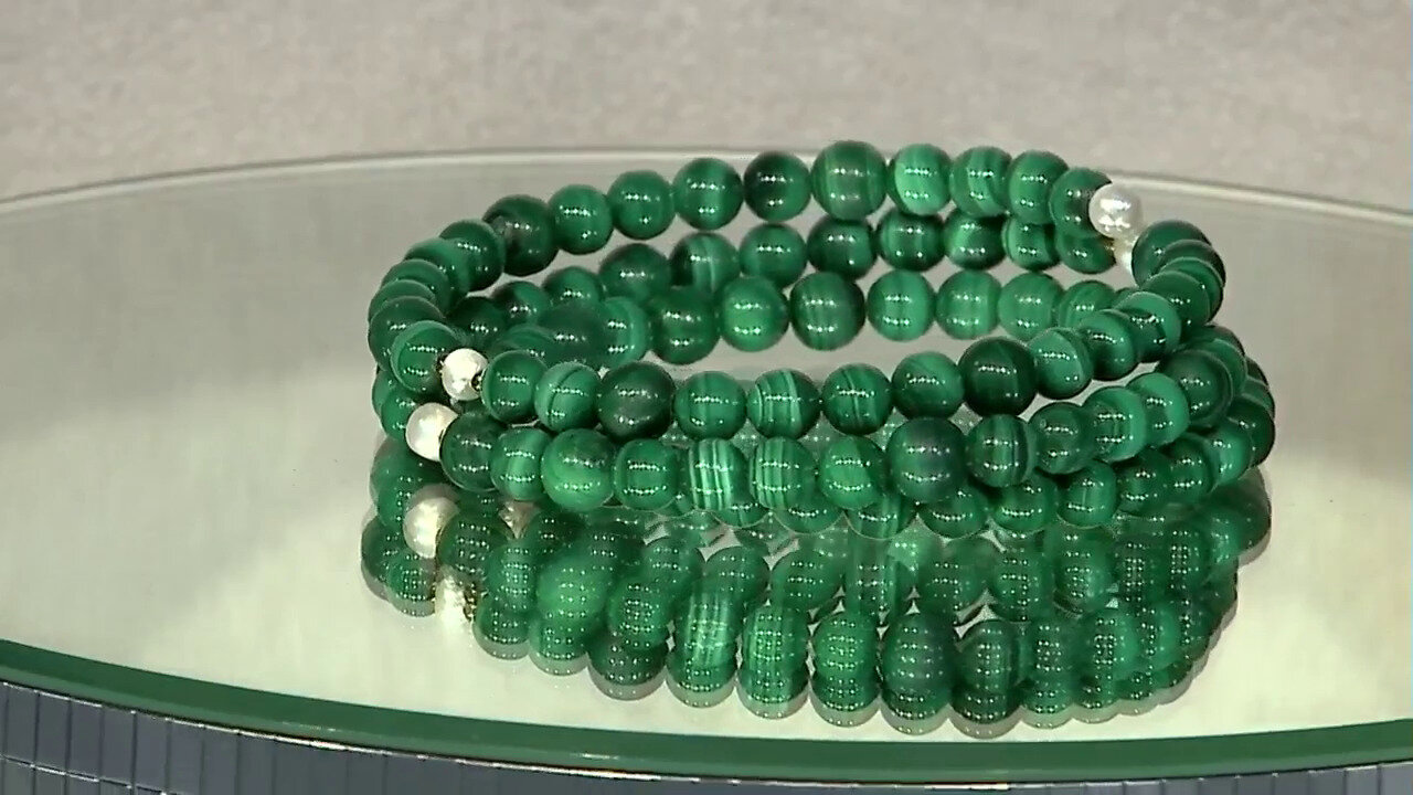 Video Bracelet en acier et Malachite (Riya)