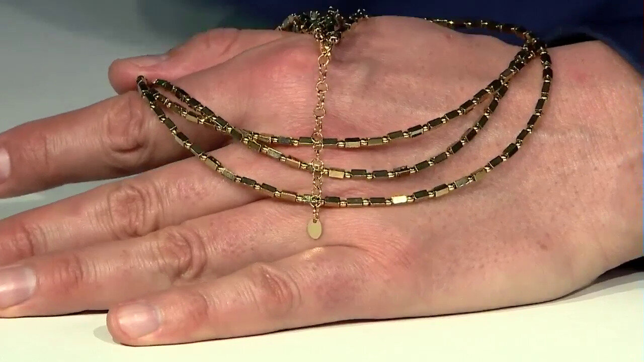 Video Zilveren halsketting met Gouden Hematieten (Riya)