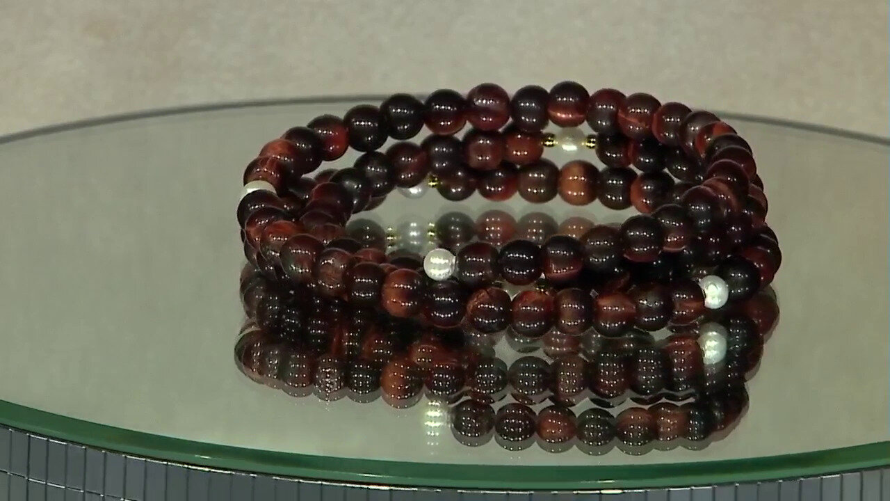 Video Bracciale in acciaio con Occhio di Tigre Rosso (Riya)