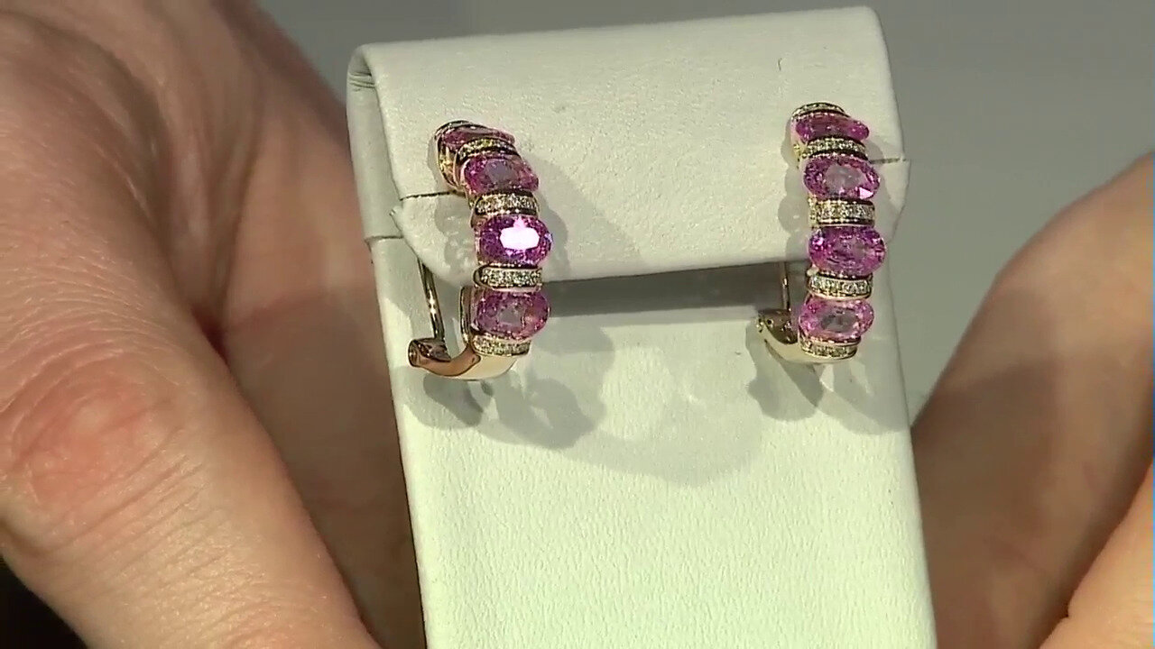 Video 14K Pink Sapphire Gold Earrings (CIRARI)