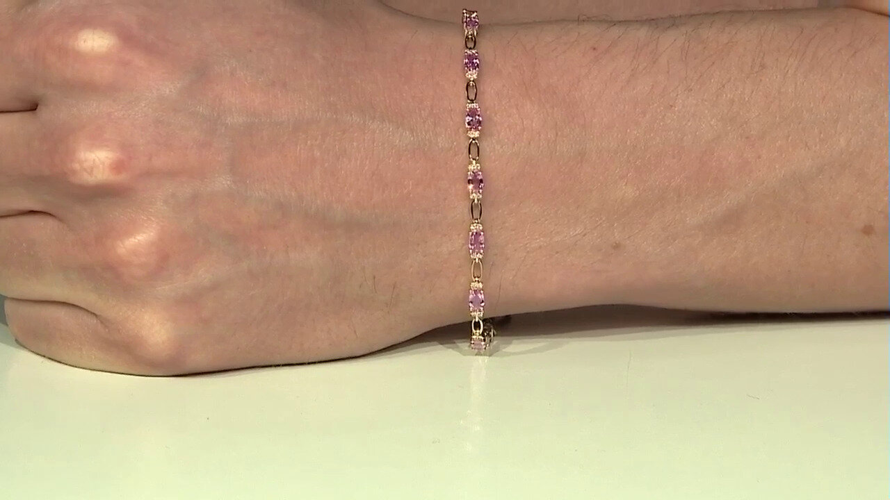 Video 14K Pink Sapphire Gold Bracelet (CIRARI)