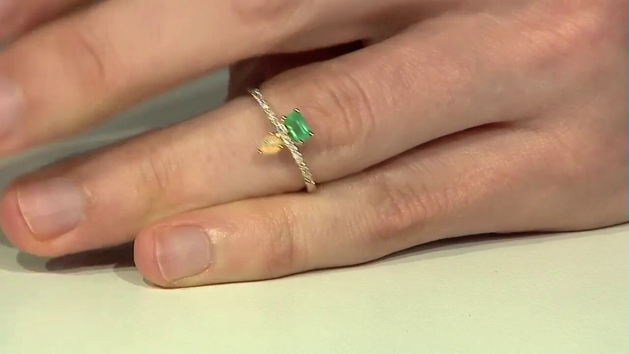 Video 14K AAA Zambian Emerald Gold Ring (CIRARI)